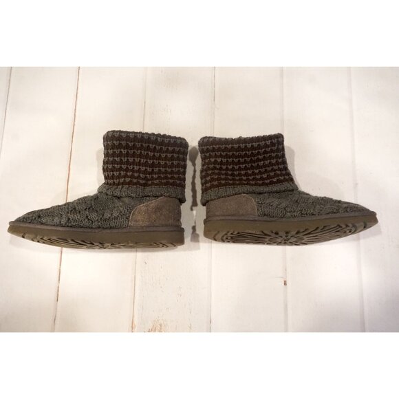 UGG Women’s Gray/Brown Knit Fold-Over Boots – Size 7 - Picture 3 of 11